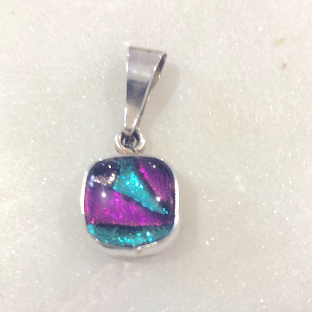 Alpaca sliver charm with glass inlay